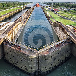 Traveling through Panama Canal photo