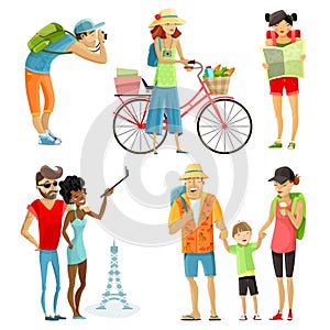 Traveling People Cartoon Set