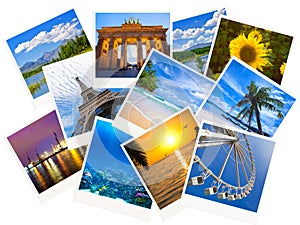 Traveling photos collage isolated on white