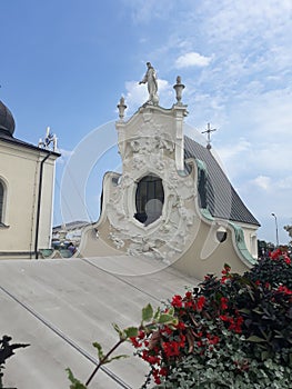 Traveling through Poland. Unusual sculptures of building elements of the Jasna GÃÂ³ra Monastery in CzÃâ¢stochowa. photo