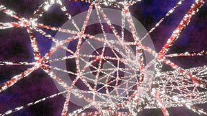 Traveling through space abstract seamless tunnel of white-red color. Space web or time vortex background. 3d render Sci