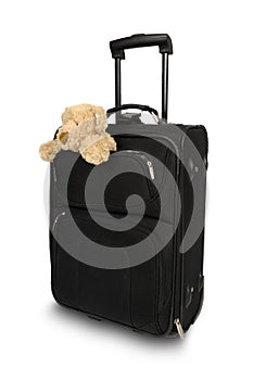 Traveling: suitecase with teddy bear