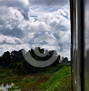 Traveling Thai, rural view from train window