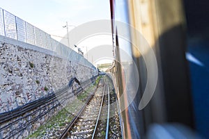 Traveling by train in Athen's city 