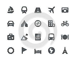 Traveling and transport icons set