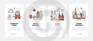 Traveling and vacation - set of line design style banners