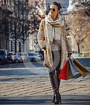 Traveller woman looking into the distance and standing