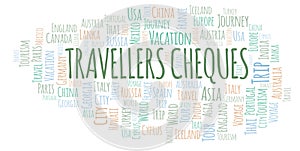 Travellers Cheques word cloud. photo