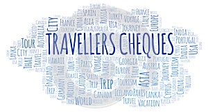 Travellers Cheques word cloud. photo