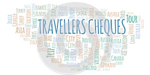 Travellers Cheques word cloud. photo