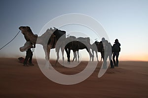 Travellers on sand storm photo