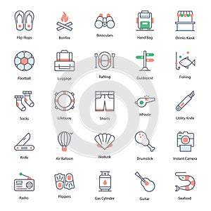 Travelling Accessories Flat Icons Pack