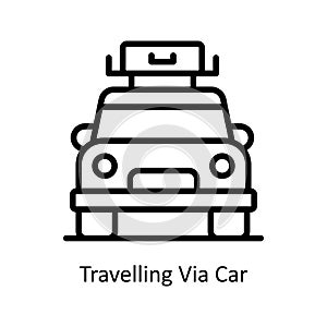 Travelling Car vector Outline Icon Design illustration. Car Accident Symbol on White background EPS 10 File