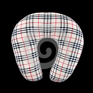 A travelling gray sleeping pillow or Neck Pillow isolated over black background