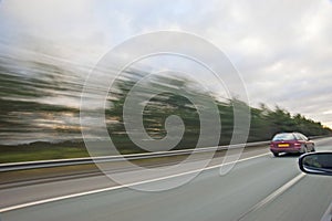 Travelling at high speed on a highway