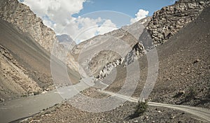 Travelling by motorcycle on the Bartang Valley of Tajikistan