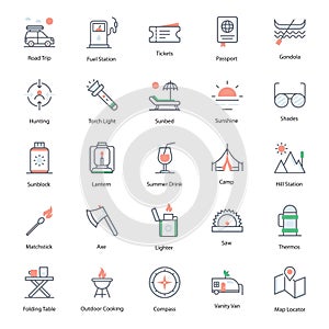 Travelling Transport Flat Icons Pack