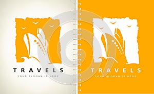 Travels logo. Ship on the sea logo vector. Ship and wave vector.