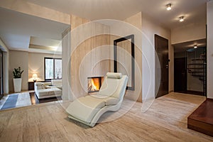 Travertine house: hallway