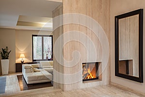 Travertine house: hallway