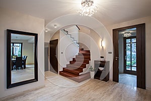 Travertine house: hallway