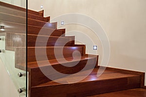 Travertine house- Stairs in close up photo