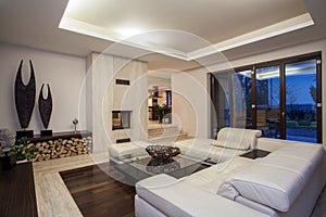 Travertine house - luxurious living room