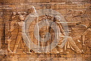 Travertine Relief at mausoleum of AtatÃ¼rk