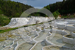 Travertine rock formations in Egerszalok (Hungary)