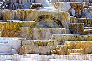 Travertine terraces, Mammoth hot springs, Yellowstone National Park, Wyoming