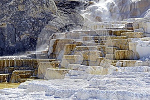 Travertine terraces, Mammoth hot springs, Yellowstone National Park, Wyoming