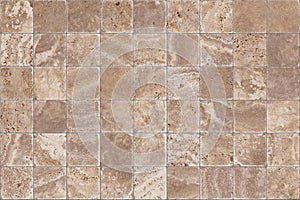 Travertine tile ceramic, mosaic square design seamless texture,