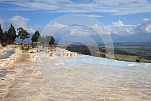 Travertines, nature wonder in Pamukkale, Turkey