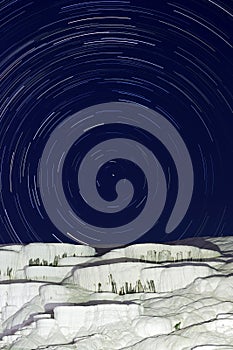 Travertines of Pamukkale at night