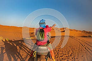 Travesia en camello por el desierto del Sahara. Erg Chebbi. Merzouga. Marruecos photo