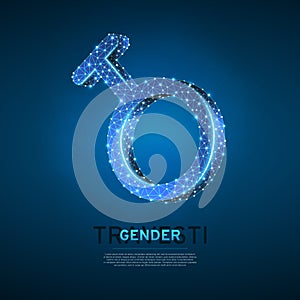 Travesti gender symbol. Wireframe digital 3d illustration. Low poly people identity Abstract Vector polygonal neon LGBT photo