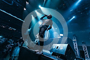 Travis Scott performing in Moscow