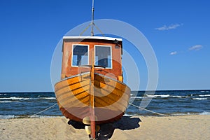 Trawler on the Baltic Sea beach