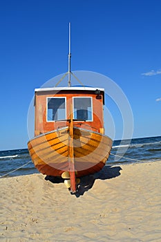 Trawler on the Baltic Sea beach on Usedom