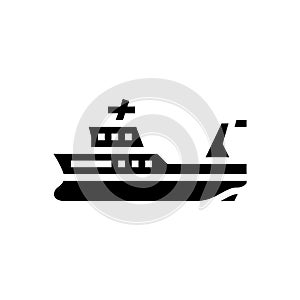 trawler boat glyph icon vector illustration