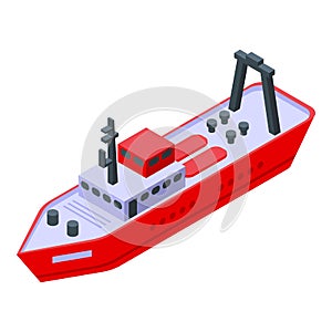 Trawler fishing ship icon, isometric style