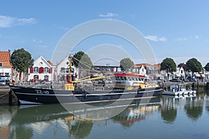 Trawler at the Nieuwe Haven quay in Zierikzee. Province of Zeeland in the Netherlands