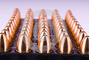 Tray with 9 mm cartridges