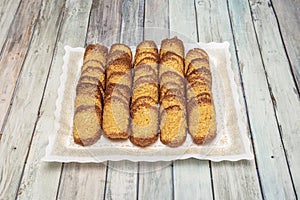 Tray of almond tejas photo