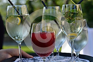 Tray with aperitifs