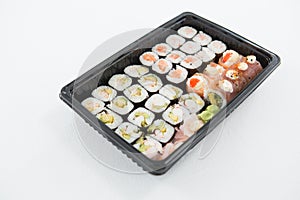 Tray of assorted sushi