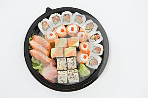 Tray of assorted sushi