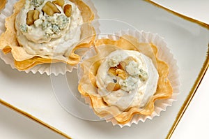 Tray of blue cheese and walnut