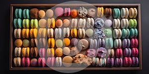 A tray of colorful macaron sarrangedina pretty patter one generative AI