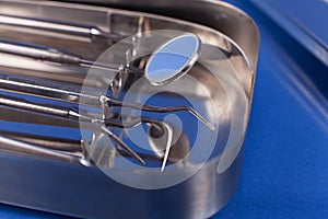 Tray with dental tools